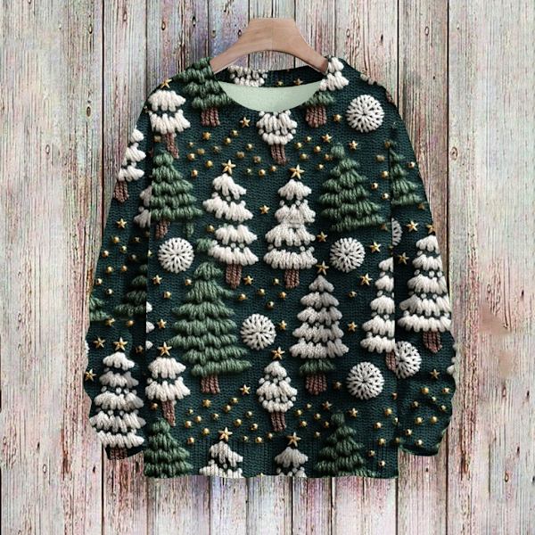 Langærmet julepullover til kvinder 3D-juleprintet pullover sweatshirt Green XXL