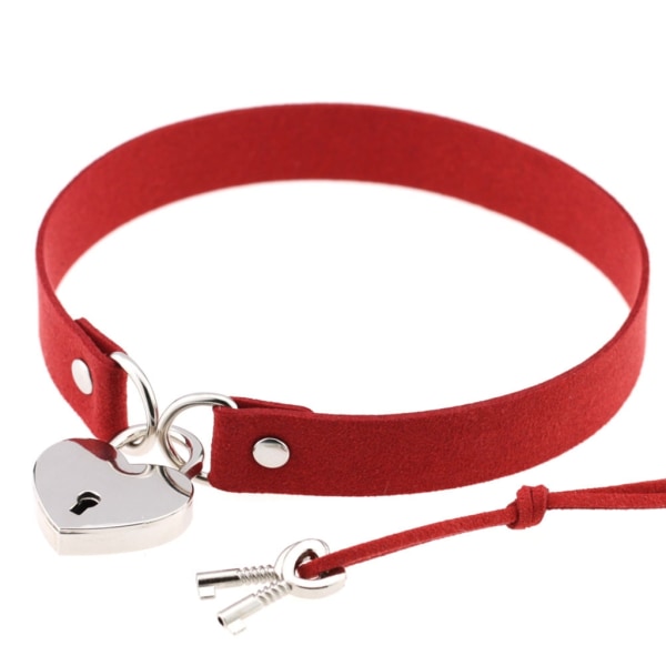 Halsband med hjärtformat hänglås och nycklar för kvinnor, Punk Gothic Choker Halsband Cosplay Choker Hjärtformat Hänglås Krage
