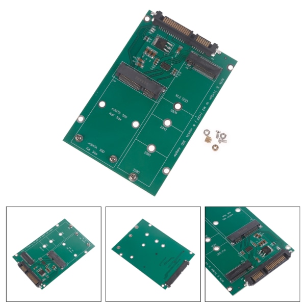M.2 NGFF eller mSATA till Sata Adapter 2-i-1 NGFF eller mSATA Converter Reader Card Converter 2,5 tums hårddisk, Stöd Sata
