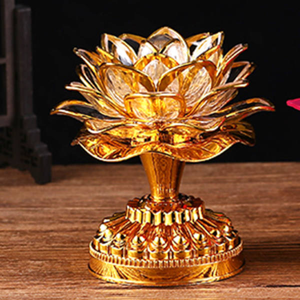 Buddhism Lotus Lamp Färgglad Lotus Lamp Skrivbordsdekorationsljus för hemmeditation Tillbedjan Buddhistiskt tempelljus