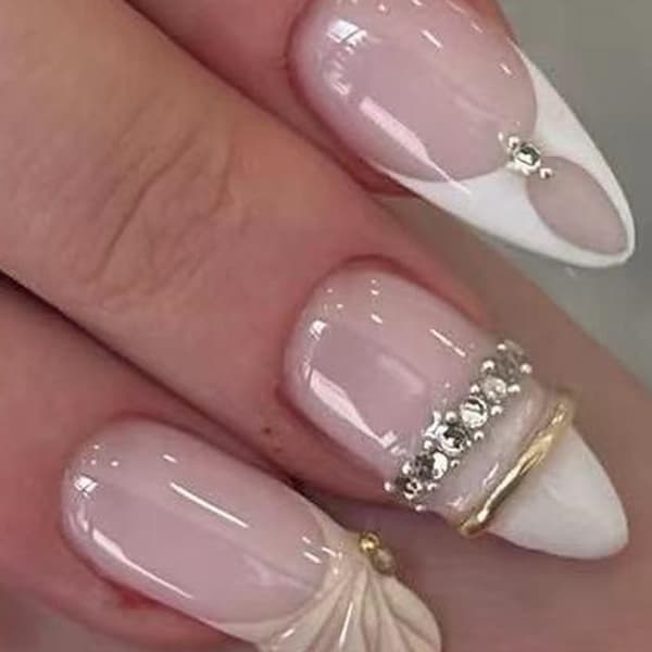 Fransk Gradient Press On Manicure Negle til Hverdagslook og Rejseplaner