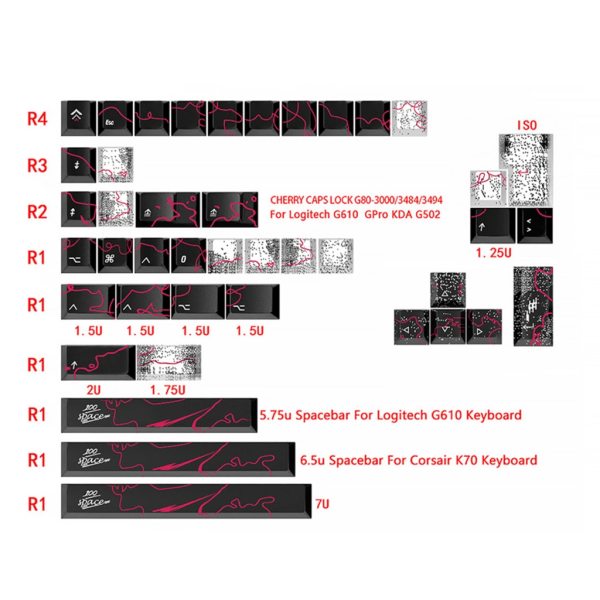 146 STK Graffiti-tema Keycaps PBT CherryHeght Keycap Set För Mekaniskt Tangentbord Tjock PBT DyeSub Söt Keycap