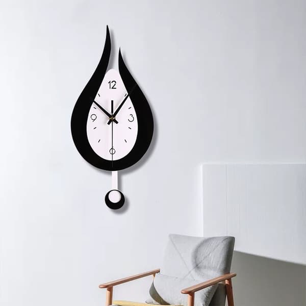 Modern vattendroppande designväggklocka för kreativ akrylpendelklocka Black