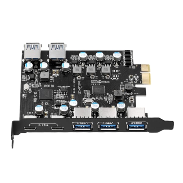 PCI-e USB3.0-kort 7 portar Typ C (2) Typ A (5) med FL1100-chip utan extra power för stationär dator