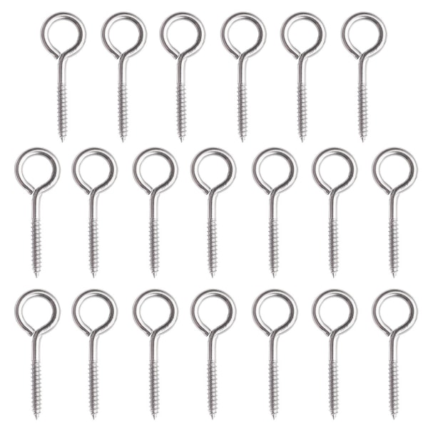 20 ST M3/M4/M5 ögonformade ringkrokar Metallkoppkrokar Rostfritt stål Skruvögonkrokar ​Hushållsgängad set M5x65