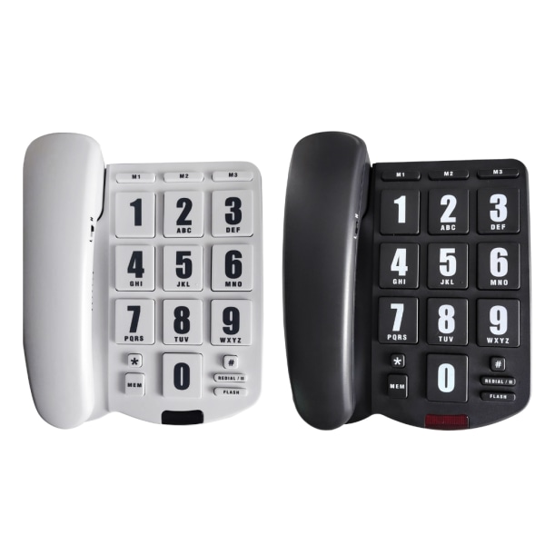 Fast telefon med stor knapp Stationär telefon Hög ringsignal Fast hemtelefon för äldre och synskadade PK3000 Black