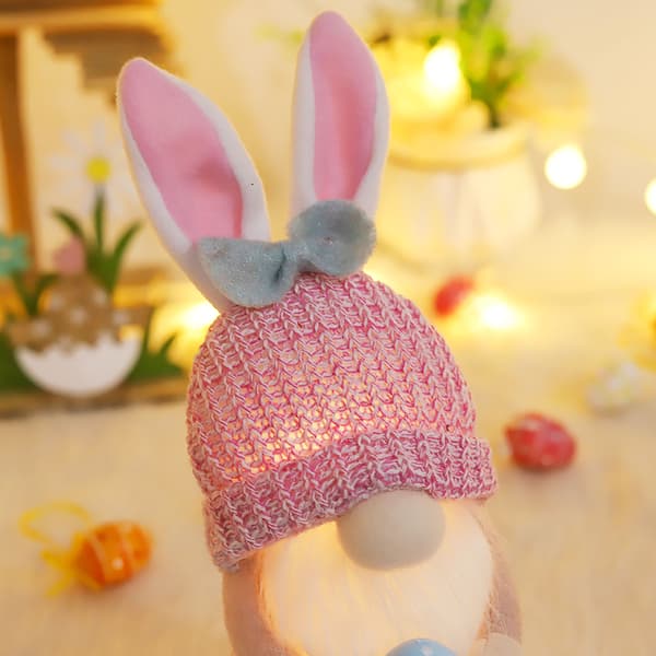 Påskhare Gnome Plysch Skandinavisk Tomte Elf Decorations Lighted Rabbit Decor Pink