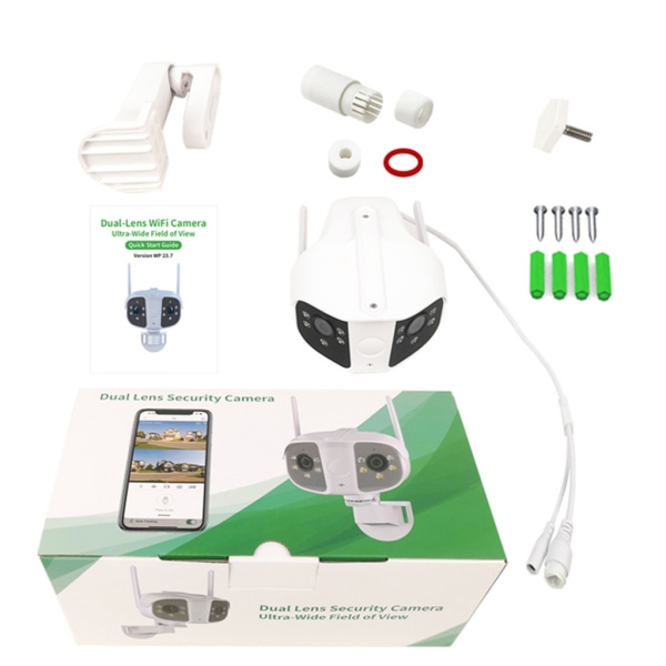 K13 Dubbellinskamera Hemsäkerhet WiFi-kamera 1080P High Defination Camera IP66 för övervakning av baby/äldre/husdjur/barnskötare