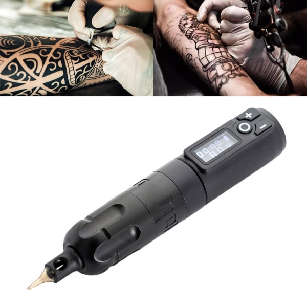 Bärbar trådlös Mini Tattoo Power 1800mAh Uppladdningsbar RCA-anslutning Black circle