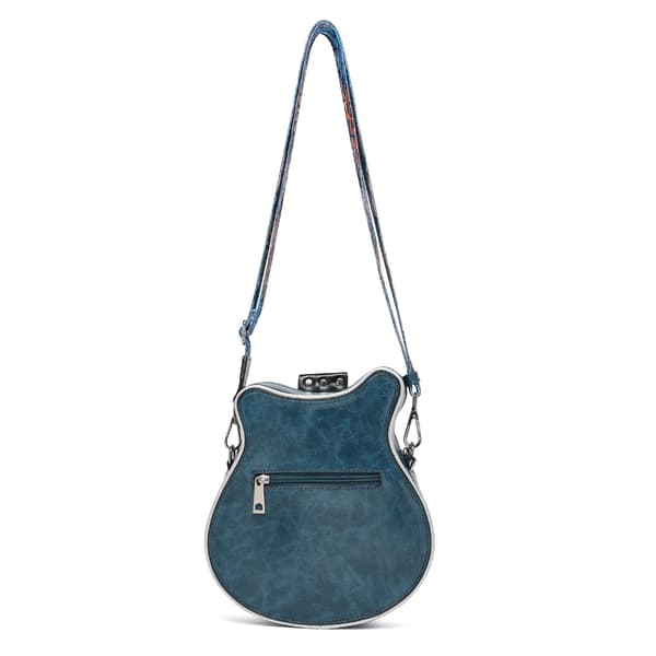 Elegant Gitarrinspirerad PU-läder Crossbody-väska Axelväskor för Konserter Blue