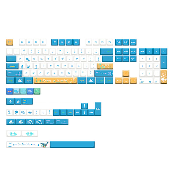 137 Tangenter UnderseaMystery Keycaps XDA Profil PBT 5-sidig Sublimering Keycap 6.25U 7U För MX Switch Mekaniskt Tangentbord