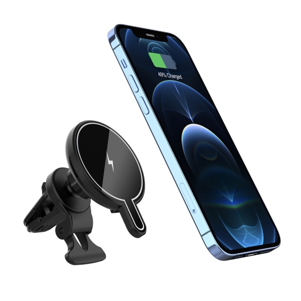 Magnetisk trådlös billaddare fästklämma på instrumentbrädan för -MagSafe ios telefon 12 13 14 Pro Max- Series Mobiltelefoner