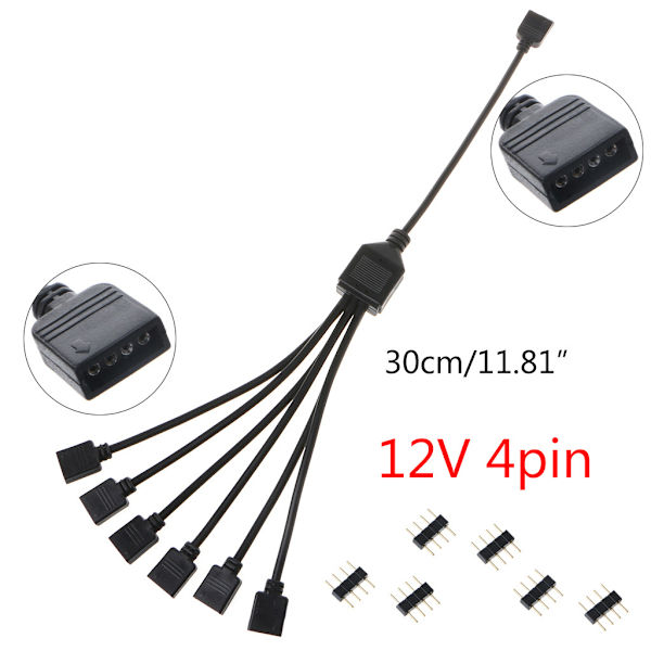12V 4-stifts datormoderkortsförlängningskabel RGB-gränssnittskontakt Hub RGB splitterkabel för datorchassi A