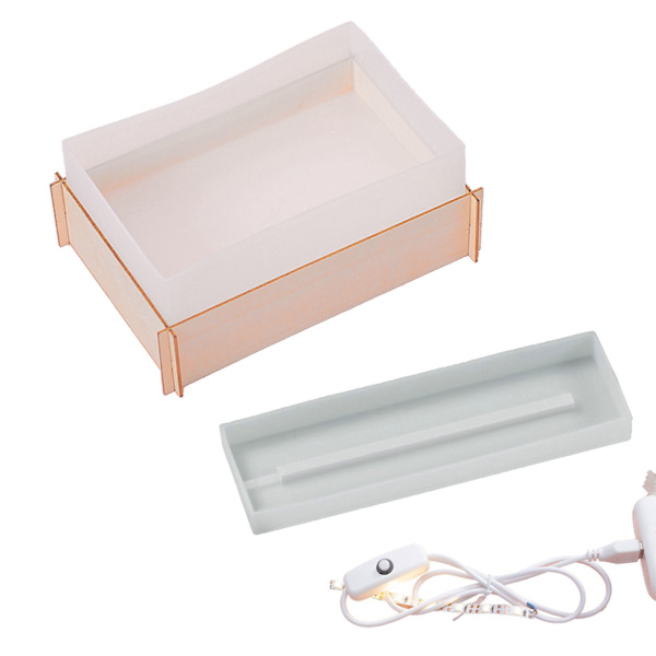 Rektangulärt silikonformkit inklusive USB-kabel för DIY-skrivbordslampor prydnader