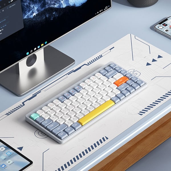 YK75 Tangentbord OUTEMU Låg switch Svetsanslutning 3 Modes BT/2.4G/Wired Vit Belysning Mekaniskt tangentbord för bärbar dator null - B model