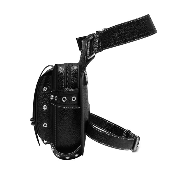 Midjeväska för män Bälte Ben Fanny Pack PU-läder Gothic Shoulder Crossbody-väskor