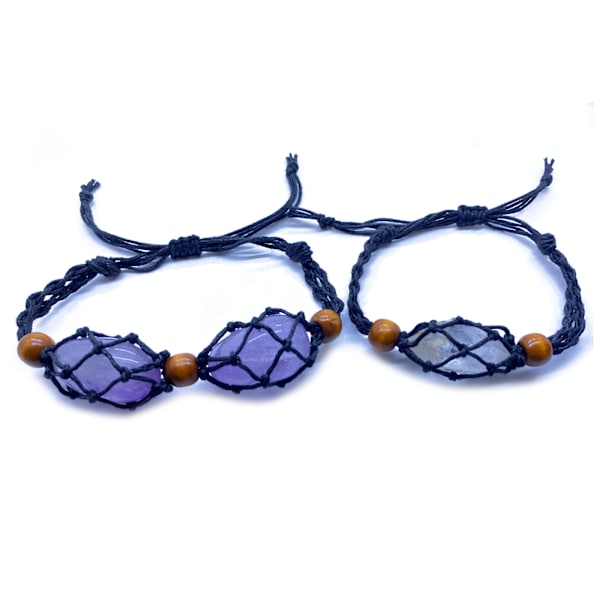 Nätväska Justerbar Armband Sladd Tom Utan Sten Kristall Hållare Armband Natural Healing Gem Macrame Armband Dekor Brown Single net 1