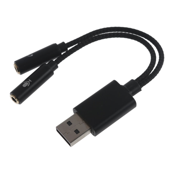 USB till 3,5 mm-jack ljudadapter USB ljudkort med 3,5 mm Aux-omvandlare för headset PC Bärbara Linux Stationära datorer Black