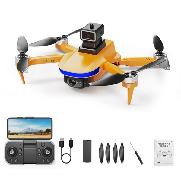 RC Stunt Drone Fyraxlig RC Quadcopter 4K/6K optisk flödeskamera Lens Vikbar fjärrkontroll Mini Drone leksak för barn Orange