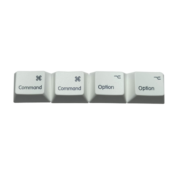 4 stk. vanlige alternativtaster Erstatning PBT Dye Subbed for Mac-taster R1 for mekanisk tastatur Taster 1.25U 1.25X for