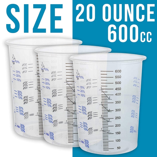 20 oz (600 ml) engångs elastisk genomskinlig plastblandningskopp 50 koppar används för färgharts Epoxiharts Konstkök