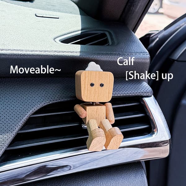 Tre Robot Dashbord Dekor Magnetisk Base Håndlaget Unik Bilgave Beech