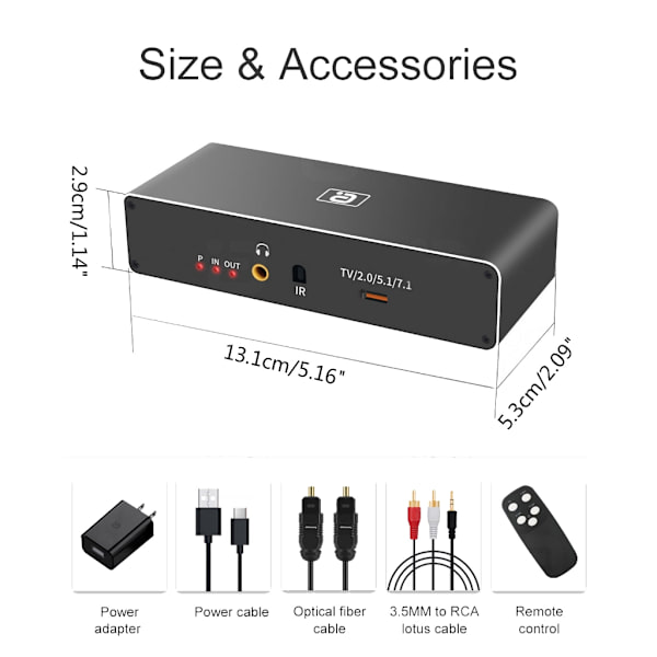 Audio Extractor för 8K60Hz HDMI-kompatibel 2.1 Splitter Adapter 8K60Hz 4K120hz Stöd för optisk/koaxial/3,5 ut DTSHD EU