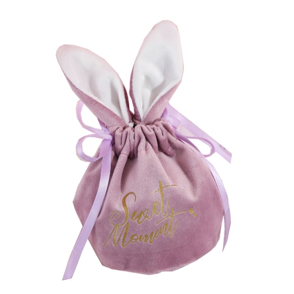 Sammetsgodisförvaringspåse Bunny Ear Packaging Pouch Påskpresentförpackningspåsar Purple