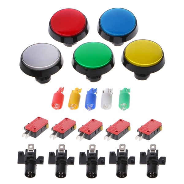 5 st/ set 5 färger 60 mm rund tryckknappsbrytare för spelspelare Arcade joystick