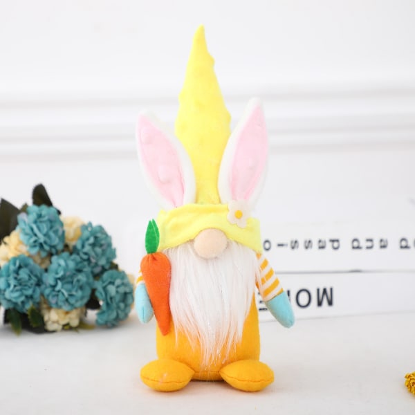 Påskhare Gnome Handgjorda kanin plyschleksaker för dockornamenter Barn Påsk Dec Yellow