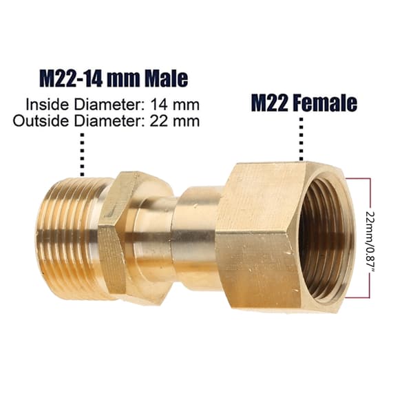 2 st M22 14mm Högtryckstvätt Svängled Högtryckstvätt Adapterkoppling