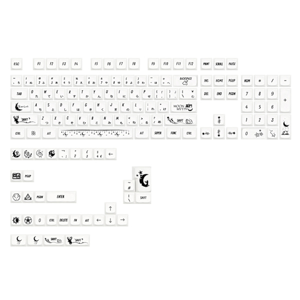 138 Tangenter PBT Keycaps MDA Profil DYE-SUB Anpassad Moon Myth Keycaps Set för Mekaniskt Tangentbord 60/61/64/68/78/84/87/104