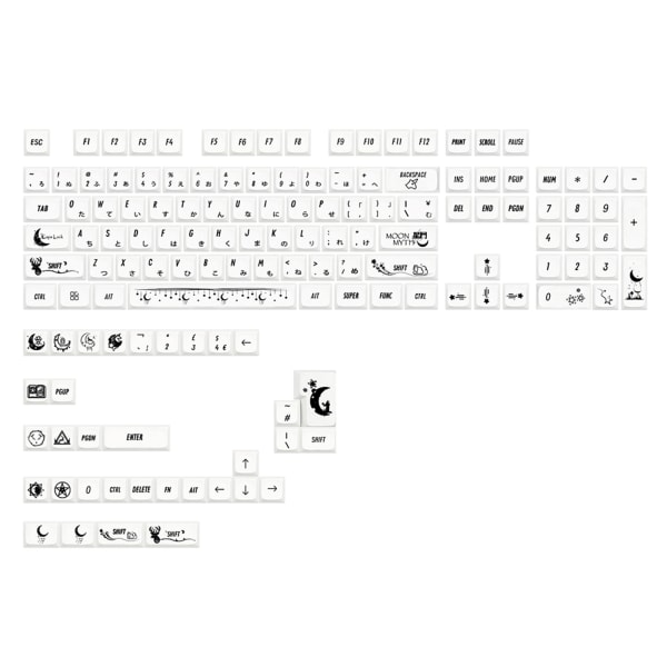 138 tangenter PBT Keycaps MDA Profile DYE-SUB Custom Moon Myth Keycaps Set för mekaniskt tangentbord 60/61/64/68/78/84/87/104 Japanese
