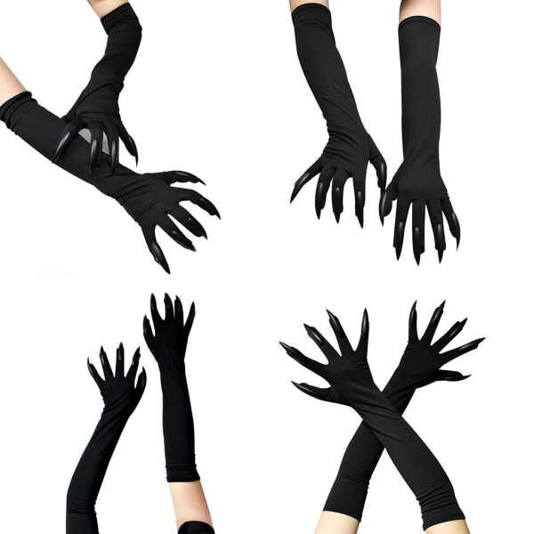 Långa nagelhandskar Halloween armbågslängd Kloärm Cosplay Ghost Mittens Gothic Ghost Handskar Skrämmande festrekvisita