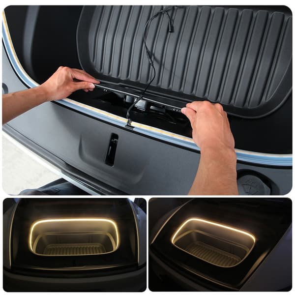Vanntett LED-stripe for bagasjerom, fleksibel, enkel pluggforbindelse for /MY For Model Y