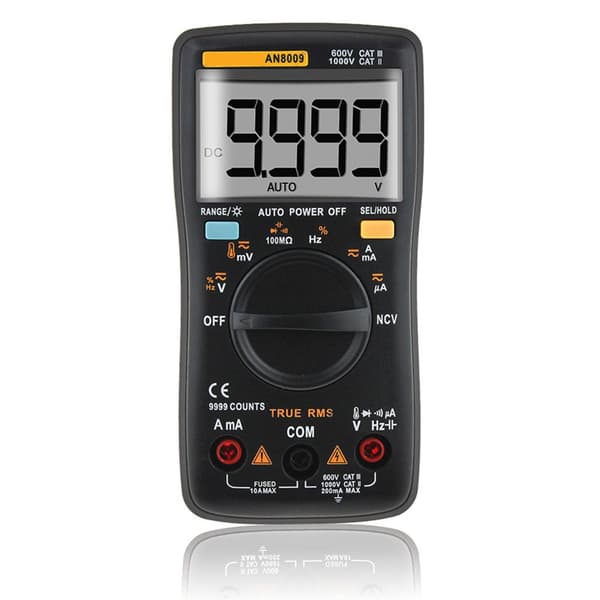 AN8009 True-RMS Auto Range Digitalt Multimeter NCV Ohmmeter Voltmeter Amperemeter Svart