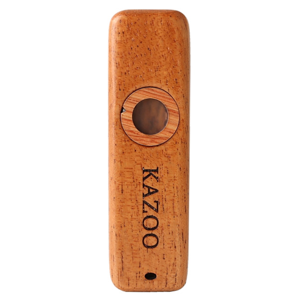 Kazoo i trä, mahogny kazoo, flöjtmembran, gitarr, ukuleleackompanjemang, harmonika, membran, munmusik, blåsinstrument