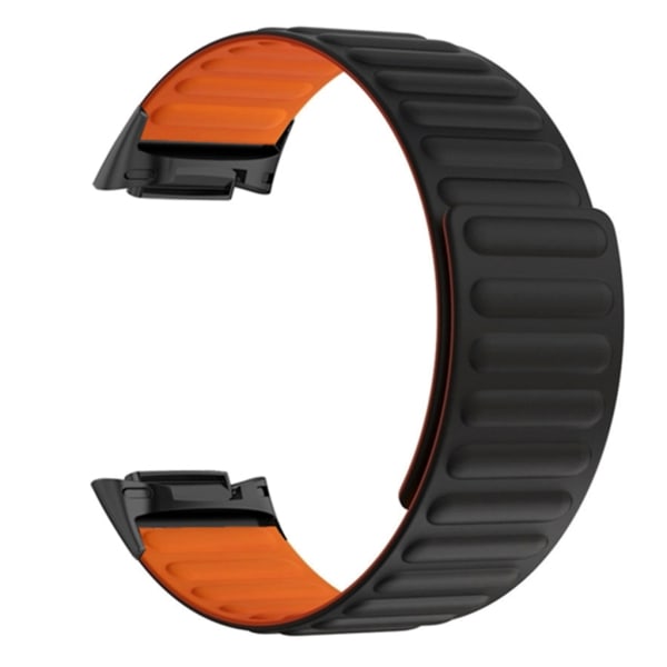 Andningsbar magnetrem kompatibel för laddning 6/5 Smartwatch Vattentät fashionabelt bälte Mjukt armband Armbandsögla Black orange