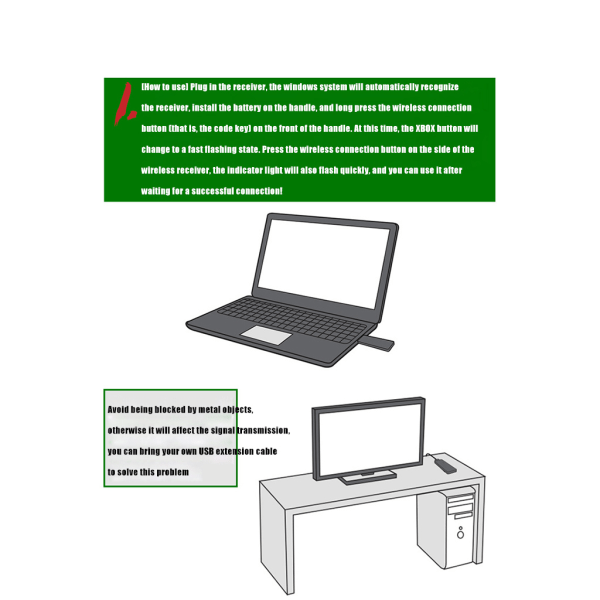 2.4G PC trådlös adapter USB -mottagare ForXbox One Wireless Controller Adapter för Windows 7/8/10 Bärbara datorer PC Converter