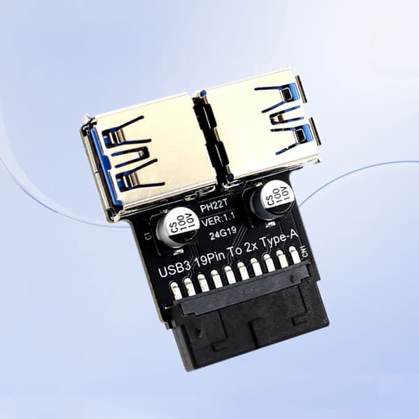 USB3.0 Adapter C Typ PH22T För Moderkort 19/20PIN till 2xUSB3.0A Anslutning