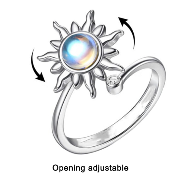 Ångestring för kvinna Liten solros roterande ring Lindra ångestringar Spin Anti-stress Leksaksring för flicka kvinnor present