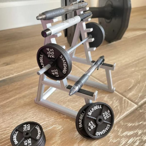 Squat Rack Stativ med Skivstång Pennhållare Penna Reservoarpenna Makeup Brush Display Stand Organizer för skolkontor Hem Set