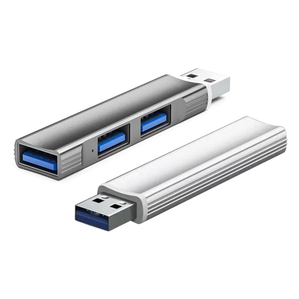 Aluminium USB Hub 3 Port USB 3.0 Adapter Extension USB 2.0 Dock Station UltraSlim Portable Data Hub USB Splitter Gray