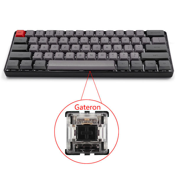 RGB LED Bakgrundsbelyst Trådbundet Mekaniskt Tangentbord, Portabelt Kompakt Vattentätt Mini Gaming Tangentbord 61 PBT Tangenter Gateron Switch