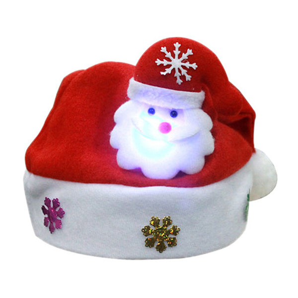 Gull Snøfnugg Voksen Barn LED Julehatt Ikke-vevde Hatter Snømann Reinsdyr Gaver Fest Julegave til Ornament