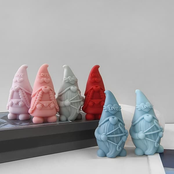 Kærlighedshjerte Gnome Silikoneforme Epoxy Resin Form Nonstick Håndværk Lysform Combination