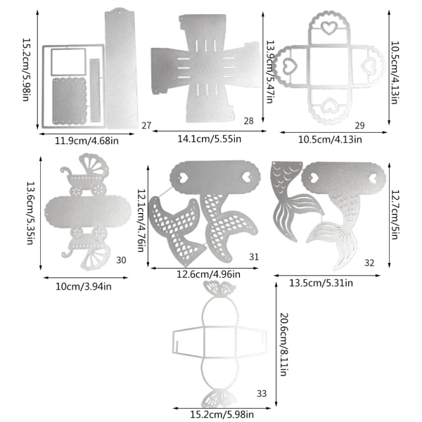 Hjärtalåda Metall Skärning Dies Scrapbooking Stencil Die Cuts Kort Prägling DIY Fotoalbum Mall Form Hantverk 29