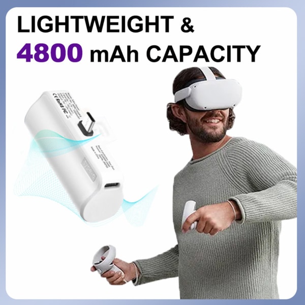 5000mAh Kapacitet Type-C laddare batteripaket för Oculus Quest 2 batteripaket VR Headset Power Banks