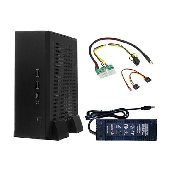Stilrent ITX Datorchassi Utrymmesbesparande Mini Skrivbordsfodral Chassifotstöd 180W Strömadapter för Alternativ