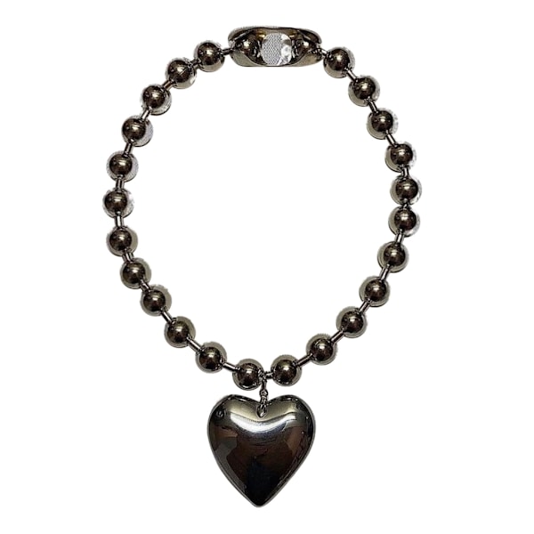 Mode Hyperbole Punk Halsband Big Love Heart Hänge Halsband för kvinnor Hip-Hop Rep Pärlkedja Party Smycken null - A ball chain